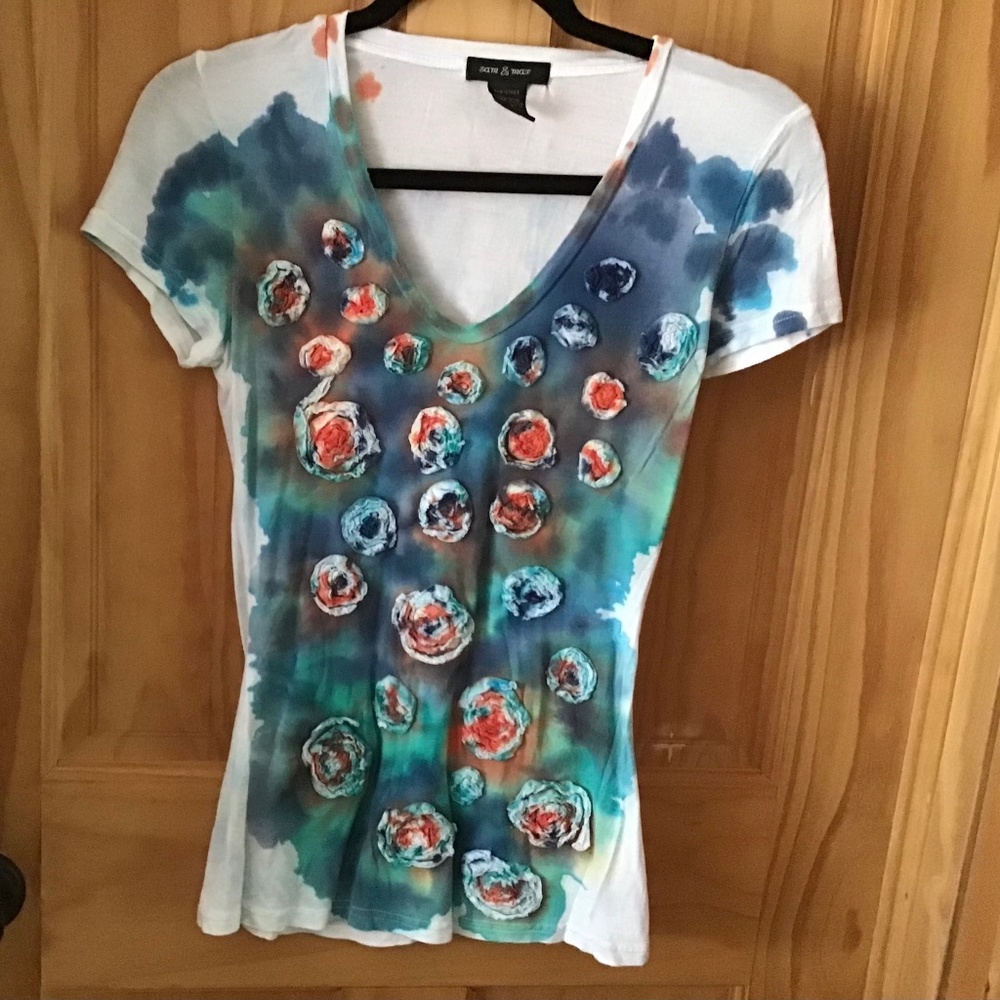 Sam & Max tie dyed over appliqué T-shirt, small